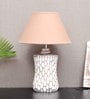 Marazzi Beige Cotton Shade Table Lamp with Distress White Base