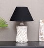 Marazzi Black Cotton Shade Table Lamp with Distress White Base