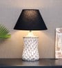Marazzi Black Cotton Shade Table Lamp with Distress White Base