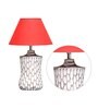 Marazzi Maroon Cotton Shade Table Lamp with Distress White Base