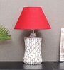 Marazzi Maroon Cotton Shade Table Lamp with Distress White Base