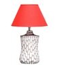 Marazzi Maroon Cotton Shade Table Lamp with Distress White Base