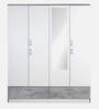 Marbito 4 Door Wardrobe in White Finish with Mirror