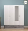Marbito 4 Door Wardrobe in White Finish with Mirror