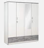 Marbito 4 Door Wardrobe in White Finish with Mirror