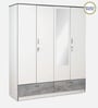 Marbito 4 Door Wardrobe in White Finish with Mirror
