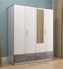 Marbito 4 Door Wardrobe in White Finish with Mirror