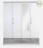 Marbito 4 Door Wardrobe in White Finish with Mirror