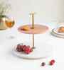White And Brown Marble 2 Tier Platter