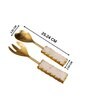 Marble and Golden Metal Cake Server with Gold Leafing Polished Finish