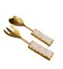 Marble and Golden Metal Cake Server with Gold Leafing Polished Finish