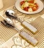 Marble and Silver Metal Cake Server with Gold Leafing Polished Finish