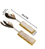 Marble and Silver Metal Cake Server with Gold Leafing Polished Finish