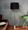 Marble Arrow Black Fabric Shade Floor Lamp with Marble White Base