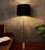 Marble Arrow Black Fabric Shade Floor Lamp with Marble White Base