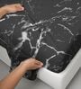 Marble Black Printed 400 TC Cotton Super King Sized Bedsheet with 2 Pillow Covers