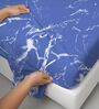 Marble Blue Printed 400 TC Cotton Super King Sized Bedsheet with 2 Pillow Covers