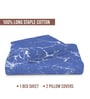 Marble Blue Printed 400 TC Cotton Super King Sized Bedsheet with 2 Pillow Covers