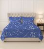 Marble Blue Printed 400 TC Cotton Super King Sized Bedsheet with 2 Pillow Covers