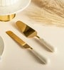 White D cor Marble Marble Brass Knife Brass server