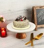 Marble Cake Stand With Wooden Base