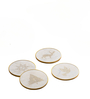 Marble Coasters Brass Ring White- Christmas Theme (Set Of 4)