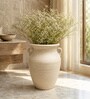 Marble Finish Rustic Vase with Handles Vintage Style Flower Vase