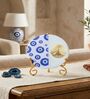 Marble Half Evil Eye Buddha Wall Plate With Folding Metal Stand