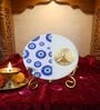Marble Half Evil Eye Buddha Wall Plate With Folding Metal Stand