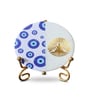 Marble Half Evil Eye Buddha Wall Plate With Folding Metal Stand