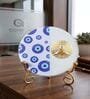 Marble Half Evil Eye Buddha Wall Plate With Folding Metal Stand
