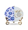 Marble Half Evil Eye Guru Nanak Ji Wall Plate With Folding Metal Stand