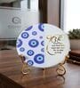 Marble Half Evil Eye Guru Nanak Ji Wall Plate With Folding Metal Stand