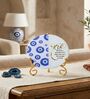 Marble Half Evil Eye Guru Nanak Ji Wall Plate With Folding Metal Stand