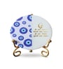 Marble Half Evil Eye Guruji Mantra Wall Plate With Folding Metal Stand