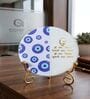 Marble Half Evil Eye Guruji Mantra Wall Plate With Folding Metal Stand