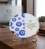 Marble Half Evil Eye IK Onkar Mantra Wall Plate With Folding Metal Stand