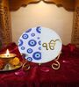 Marble Half Evil Eye IK Onkar Wall Plate With Folding Metal Stand
