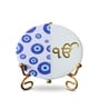 Marble Half Evil Eye IK Onkar Wall Plate With Folding Metal Stand