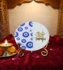Marble Half Evil Eye Om Namah Shivay Wall Plate With Folding Metal Stand