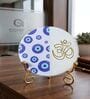 Marble Half Evil Eye OM Wall Plate With Folding Metal Stand