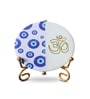 Marble Half Evil Eye OM Wall Plate With Folding Metal Stand