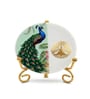 Marble Half Peacock Buddha Wall Plate With Folding Metal Stand