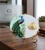 Marble Half Peacock Buddha Wall Plate With Folding Metal Stand