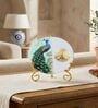 Marble Half Peacock Buddha Wall Plate With Folding Metal Stand