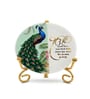 Marble Half Peacock Guru Nanak Ji Wall Plate With Folding Metal Stand