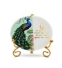 Marble Half Peacock Guruji Mantra Wall Plate With Folding Metal Stand