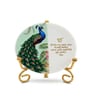 Marble Half Peacock IK Onkar Mantra Wall Plate With Folding Metal Stand