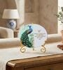 Marble Half Peacock IK Onkar Mantra Wall Plate With Folding Metal Stand