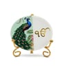 Marble Half Peacock IK Onkar Wall Plate With Folding Metal Stand